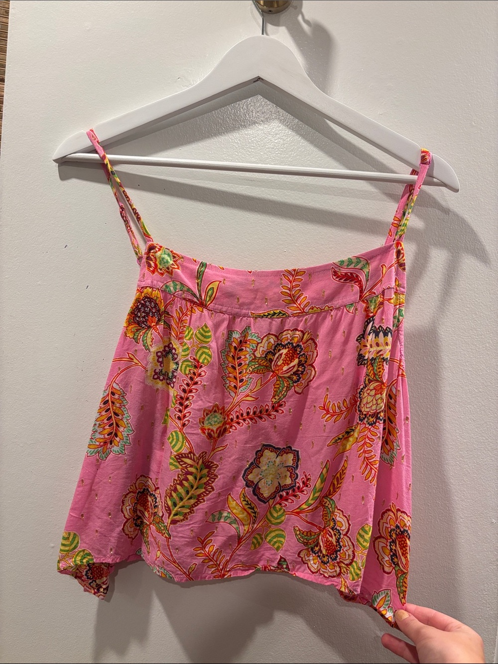 aerie Pink Floral Camisole with Multicolor Paisley Print